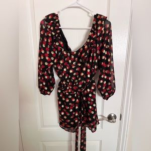 Lane Bryant off the shoulder belted polka dot blouse
